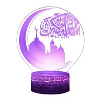 Islam Eid Ramadan lumière LED, lampe de lune 3d avec toucher 16 couleurs, cadeaux Moubarak pour la décoration intérieure, croya N°3