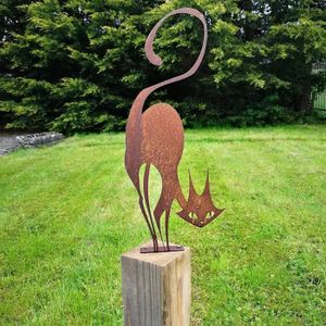 Sculpture Métal Chat Music - Statue Fer Artisanale - Design Drôle - 3 Modèles