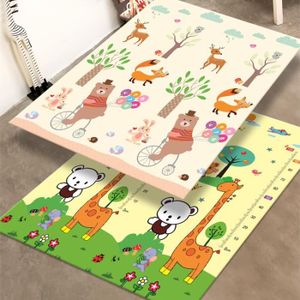 TAPIS ÉVEIL - AIRE BÉBÉ 200x180x1.5cm - ours girafe - Couverture pliante pour jouets éducatifs pour bébés, tapis de jeu souple et éta