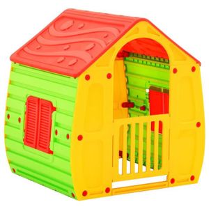 MAISONNETTE EXTÉRIEURE Aire de jeu pour enfants 102 x 90 x 109 cm rouge vert jaune
