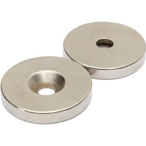 Aimants ronds plats puissants 8x2 cm disques argenté néodyme magnétiques 2 faces 