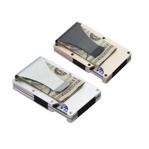 PORTEFEUILLE ATOMSTACK 2Pcs hommes mince portefeuille RFID bloquant poche DIY gravure laser porte-carte de crédit portefeuilles en métal/pince