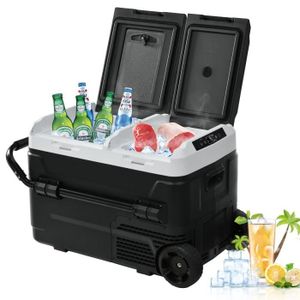 GLACIÈRE ÉLECTRIQUE Glacière portable 42 litres, réfrigérateur mobile extérieur de 2 zones pour voiture, camping et voyage, noir