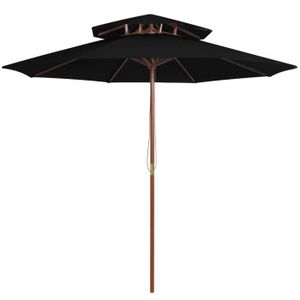 PARASOL 2532*Jill's® - NEUF parasol Extérieur,Terrasse MODE - Excellent double avec mât en bois Noir 270 cm Anti-UV ,Anti-décoloration
