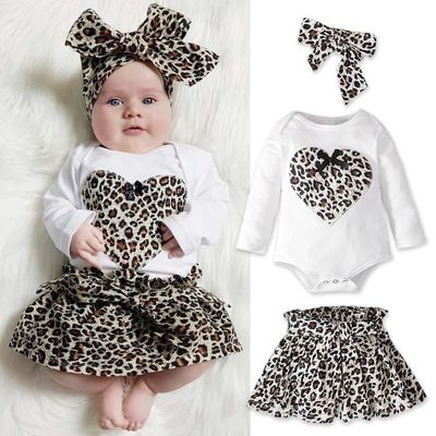 0 24 Mois 3 PCS Ensemble de Vetements Bebe Fille Body Manches Longues Leopard Jupe Bandeau Cheveux Blanc Cdiscount Pret a Porter