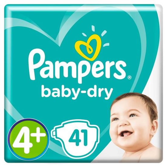 PAMPERS Baby-Dry Taille 4+, 10-15 kg - 41 Couches