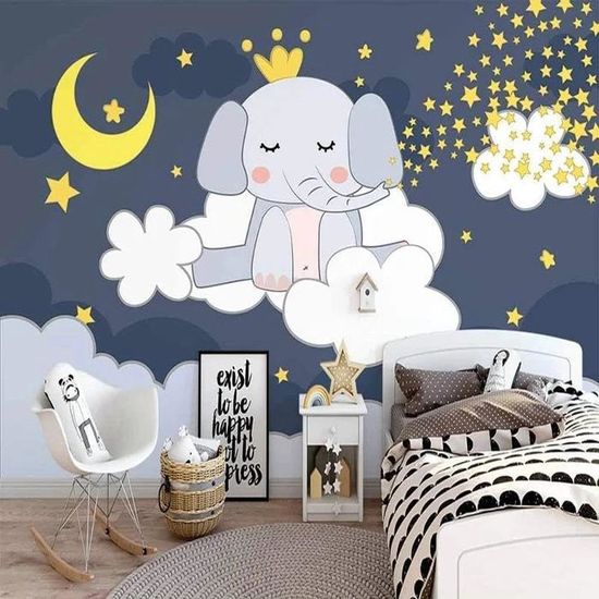 Autocollant Mural Personnalisé éléphant Avec Prénom - Décor De Chambre D'enfant, Crèche, Initiale, Vinyle Multi-couleurs