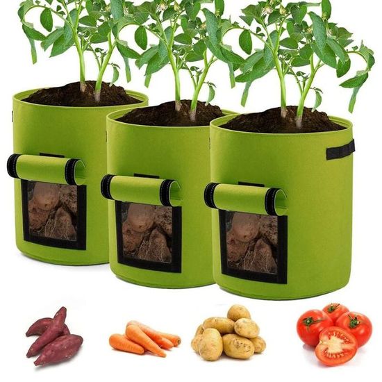 Ohiyoo Lot De 6 Sacs De Plantation 15L En Tissu Non Tissé Avec Poignées - Multicolore Pour Pommes De Terre, Légumes