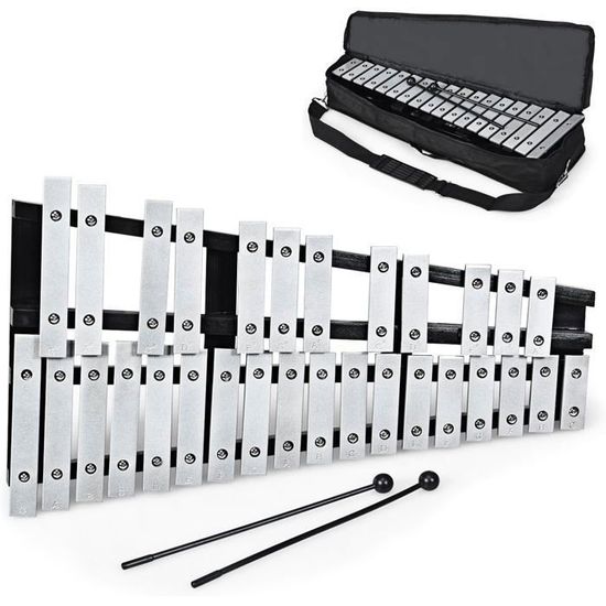 Glockenspiel pliable 30 notes, cadre en bois pratique, bâton en aluminium, Instrument de Percussion Kit De Glockenspiel