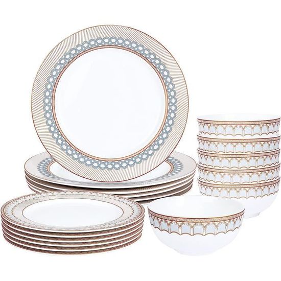 Service De Table Camberlie Mikasa - Porcelaine Blanche Style Scandinave, 12 Pièces (4 Grandes Assiettes, 4 Petites, 4 Bols) - 13