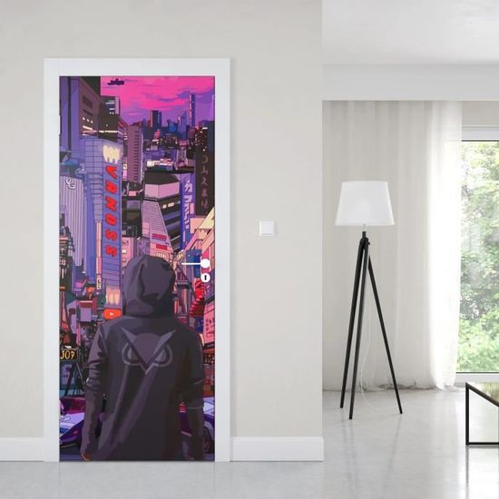 Autocollants De Porte Graffiti De Manette De Jeu 77x200 Cm