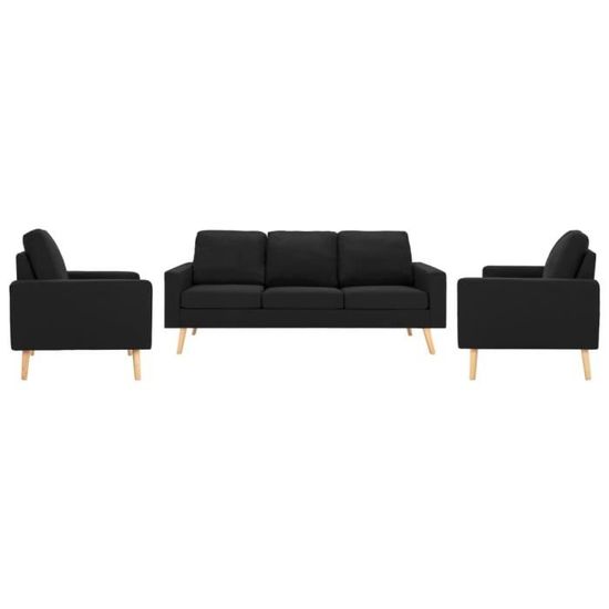 Ensemble canapé de relaxation 3+2 places - Canapé d'angle Sofa Divan contemporain - Tissu Noir #E#1506