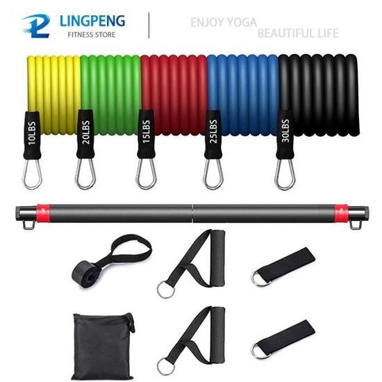 Kit Barre De Pilates ALongSong Avec Bandes Élastiques - Résistance 140Lbs - Parfait Pour Fitness à Domicile