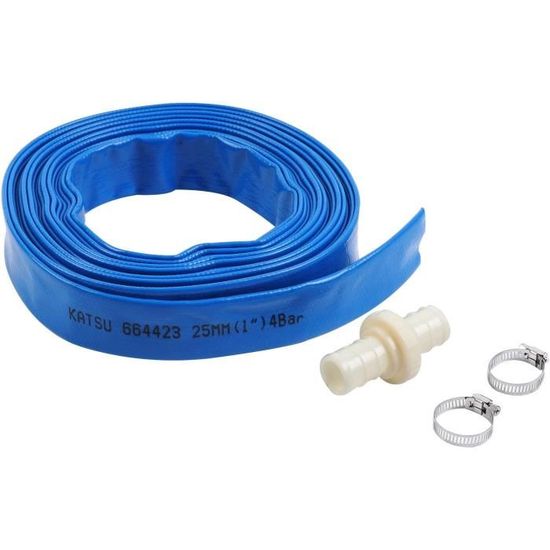 Tuyau De Refoulement Layflat 10m X 25mm - Pour Pompes à Eau, Drainage, Piscine | Bleu