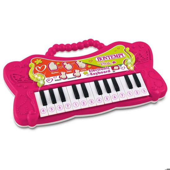 Piano pour Enfants 37 Touches avec Tabouret COSTWAY Microphone,3 Mode d'Enseignement LED,MP3 8 Styles de Musique,22 Morceaux Rose - Instruments de musique