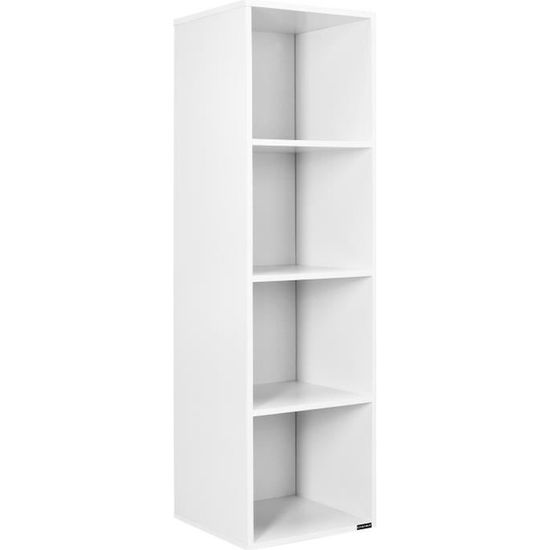 Bibliothèque Blanc 9 Compartiments Avec 5 Portes FirFurd - Meuble Rangement Bois Salon Chambre 90x29x90cm