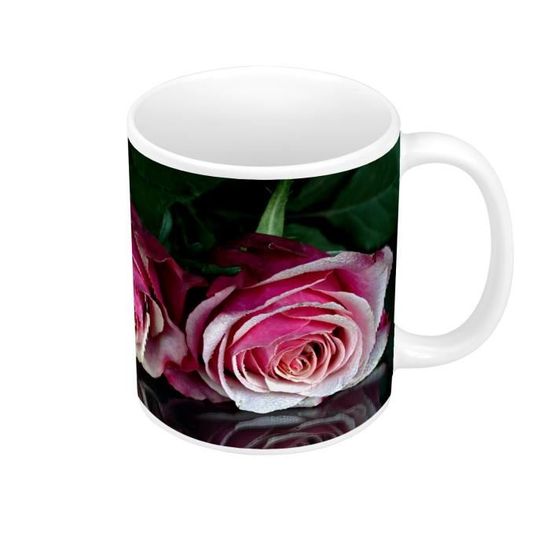 Pot de fleurs céramique beige motif roses bleues 16x16cm