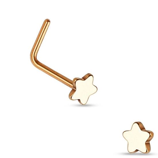 Piercing nez tige en L étoile 9 strass plaqué or