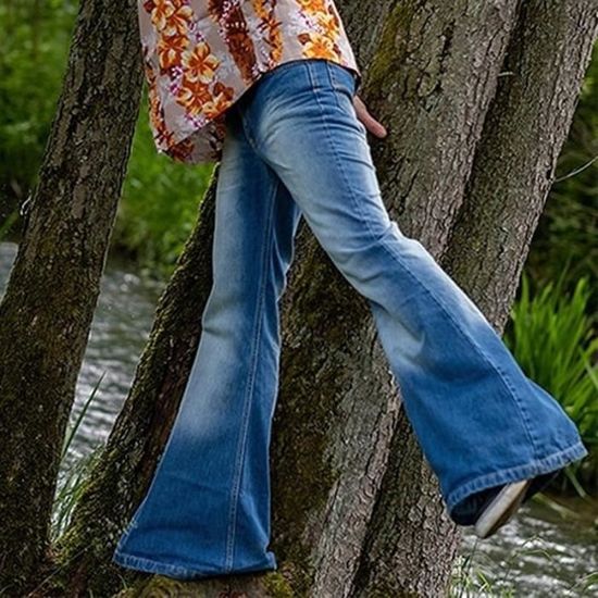 Jeans hommes - large évasé pour homme en Denim Bleu - Cdiscount Prêt-à -Porter pantalon évasé homme