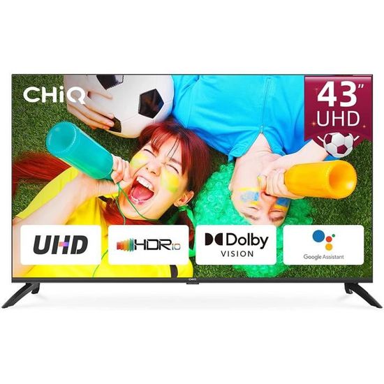 CHiQ U43H7C, 43 pouces (108 cm), Android TV, Smart TV, UHD, 4K, WiFi,  Bluetooth, Google Assistant, Netflix, Prime Video, 3 HDMI, 2 - Cdiscount TV  Son Photo