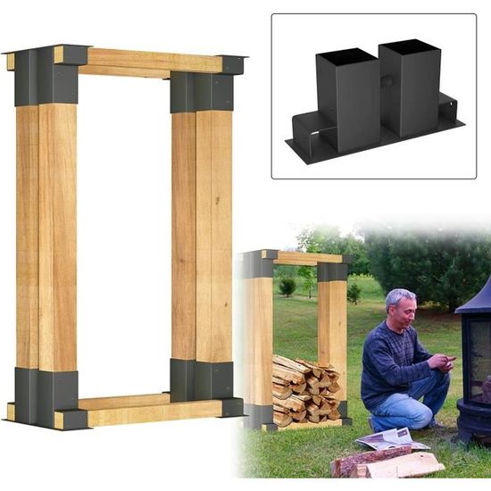 NAIZY Lot de 4 supports d'empilage pour bois de cheminée, stables en acier  galvanisé à chaud pour l'intérieur et l'extérieur - Cdiscount Jardin