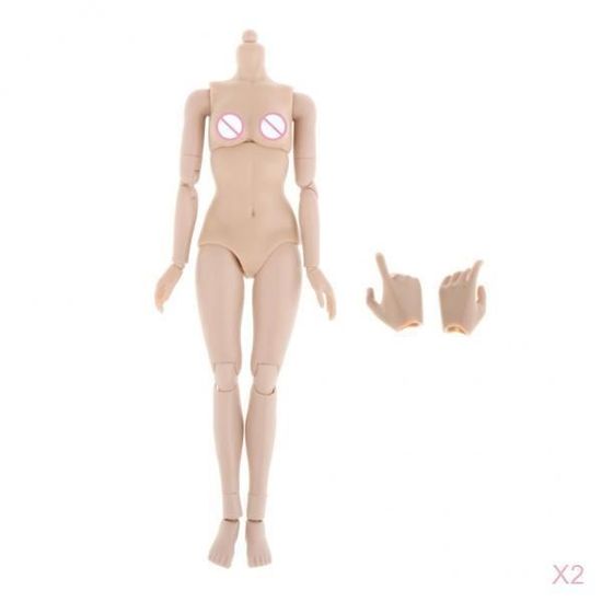 2pc 1: 6 Figurines de Femme D'action de Corps Féminin Sans Soudure Flexibles pour Poupée Kumik HT 2 petit buste
