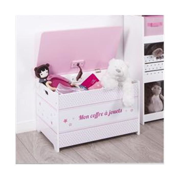 Coffre à jouets rose en bois Autres Rose, Blanc