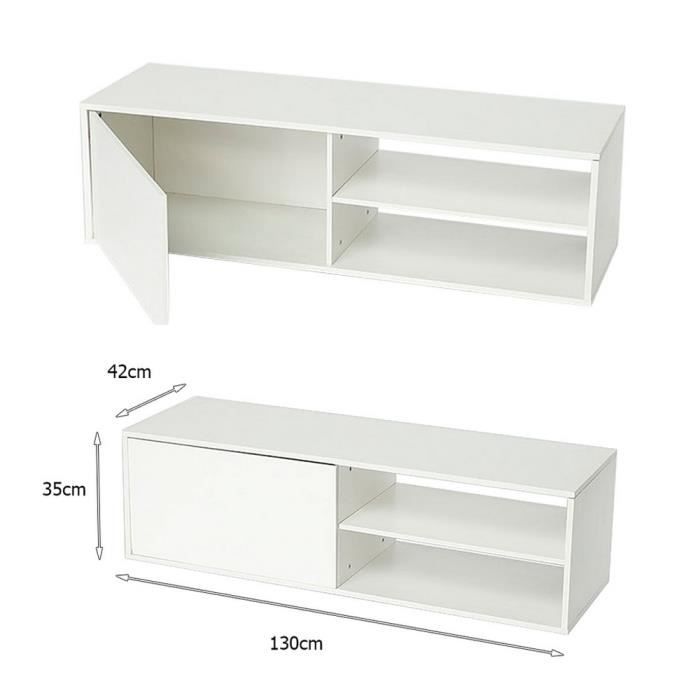 BUL Haute Qualité Meuble TV blanc en MDF L130 CM