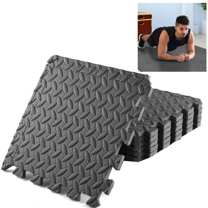 63 X 63 cm Ensemble de 6 tapis Mousse de sol de Gym Sport Noir