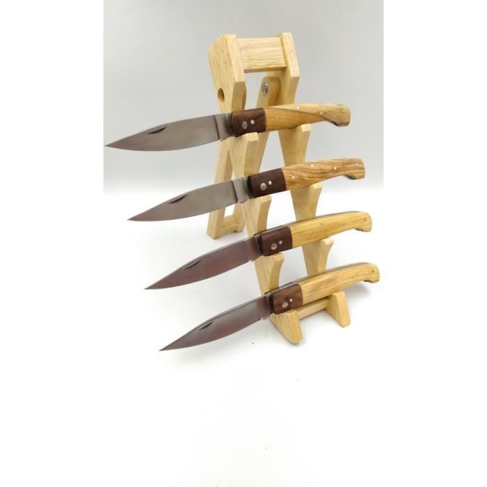 LOT DE 4 COUTEAUX DU BERGER MANCHE BOIS D'olivier et palissandre