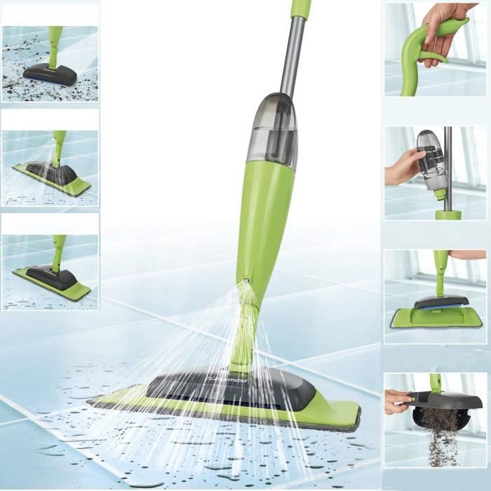GLAI - Balai spray pour balayer, pulvériser et laver, avec réservoir 500 ml, modèle 2018 - Vert