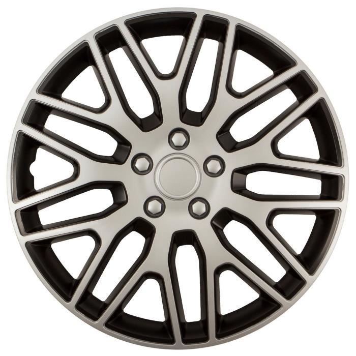 Dakar Silver/Black - 4 enjoliveurs 16 inch - argent noir