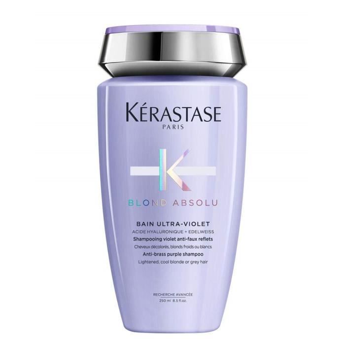 Kerastase - Gamme Blond Absolu - Shampooing Bain Ultra-Violet pigmenté violet anti faux-reflets pour cheveux blonds décolorés ou