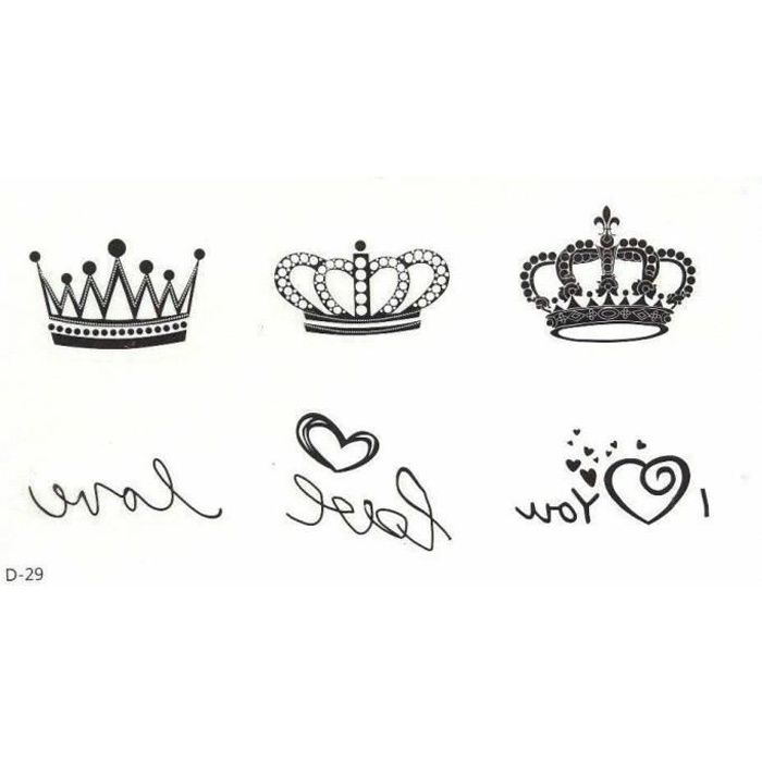 Body art Tatouage temporaire couronnes et love