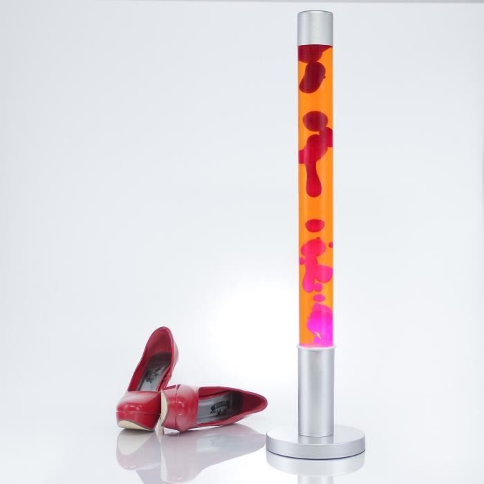 Lampe décorative -Alan- XXL pour lampe à lave, hauteur 76 cm, ampoule orange - rouge - ampoules incluses - interrupteurs à câble -