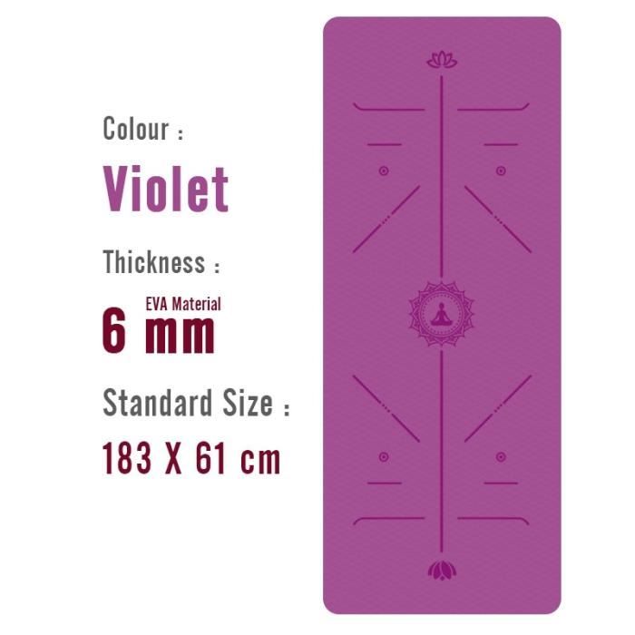 Tapis de sol,Tapis de yoga TPE, double face avec repères de position pour débutant,antidérapant pour des-Type 183X60X0.6CM Violet -B