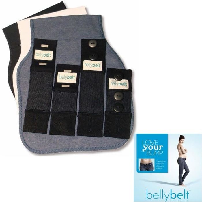 BELLY BELT Ceinture de grossesse - ajusteur élastique pour pantalon - Blanc, Noir, Denim