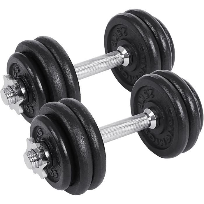 SONGMICS haltères Lot de 2 Courts Revêtement Plastique 20 kg, 30kg, 40kg, 50kg, 60kg259