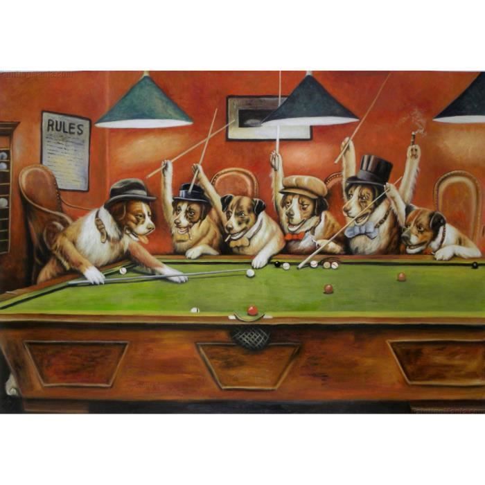 Poster Affiche Chiens Jouent Au Billard Cassius Marcellus Coolidge Peinture Humour 31cm x 44cm