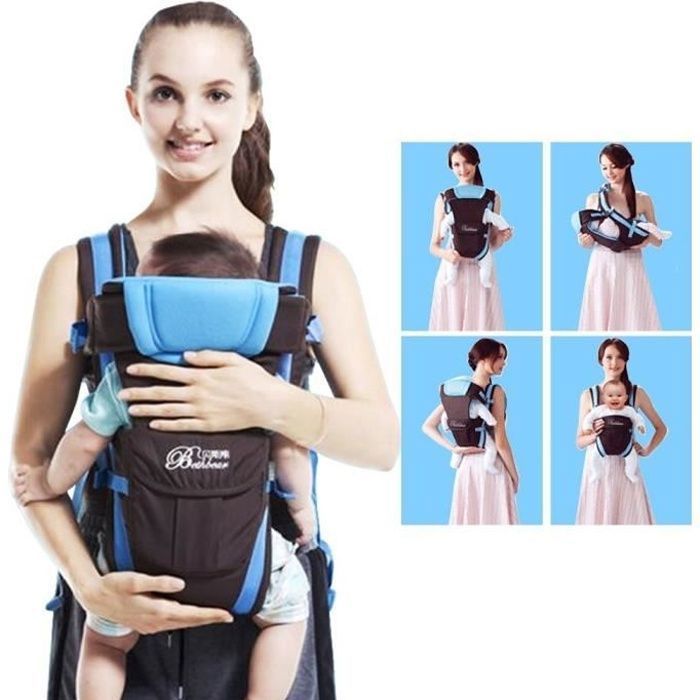 Nouveau-né Porte bébé réglable Sling Wrap Baby Carrier sac à dos pour BéBé 0-2 ans - Bleu