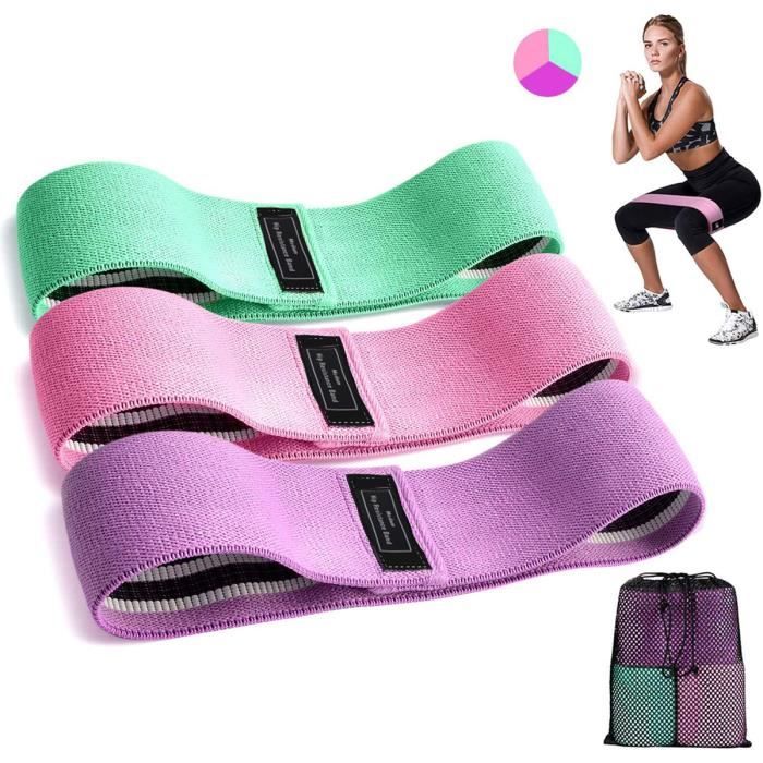 Bande de Resistance Set 3pcs, Bande Elastique Fitness, Équipement d'Exercices pour Musculation Pilates Squat, Yoga, Jambes, Fessiers