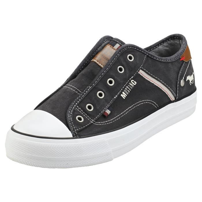 Baskets - Mustang - Laceless Low Top - Femme - Noir