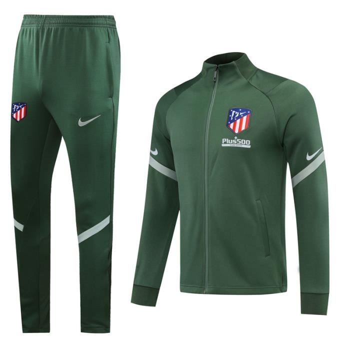 Atlético Madrid - Maillot de Football Costumes Veste d'entraînement à Manches Longues 2020 2021 pour Adulte Homme - Vert