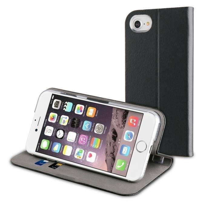 MUVIT Etui FOLIO FIT CROUTE DE CUIR Noir Pour APPLE IPHONE 7