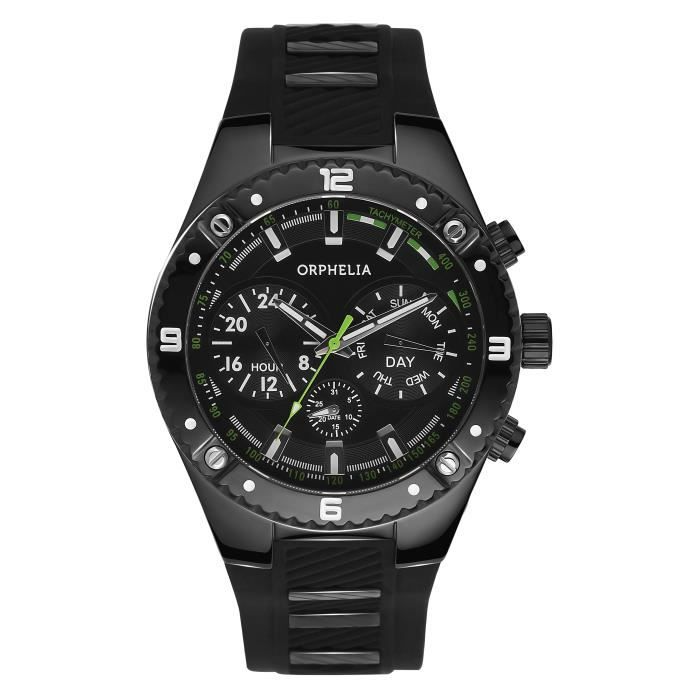 ORPHELIA - Montre Hommes - Quartz - Multi-Cadrans - Bracelet en Silicone - Noir - OR86502