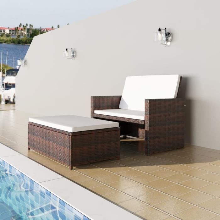Canapé de jardin Lit de jardin-Mobilier d'extérieur Salon de JardinRésine tressée Marron