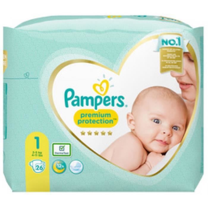 pampers pampers couches premium protection new baby, taille1 newborn