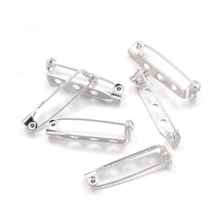 Accessoires création broche épingle sécurité création bijoux 27mm 10 pièces Argenté