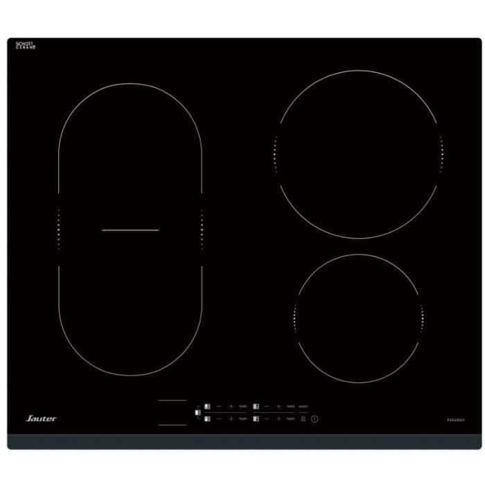 SAUTER Plaque de Cuisson Induction 4 foyers 7200W DuoZone Commande Tactile 52 Noir
