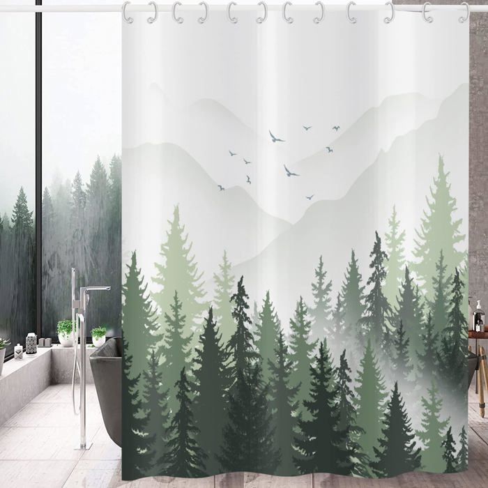 Tenture Murale Forêt Brume 180x160 Cm - Impression HD, Polyester, Déco Chambre, Salon, Dortoir, Plage